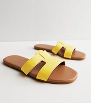 New Look Yellow Leather-Look Sliders